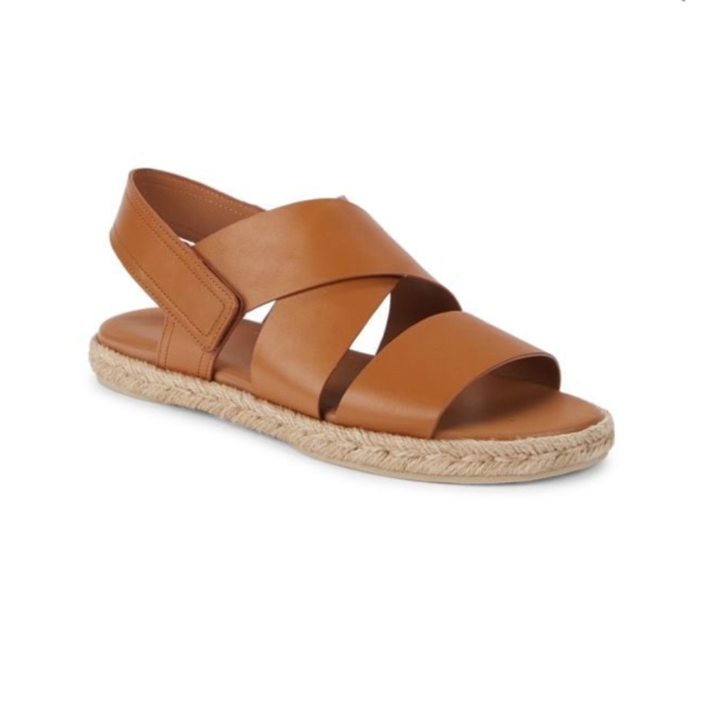 Vince Brown Leather Espadrille Sandals